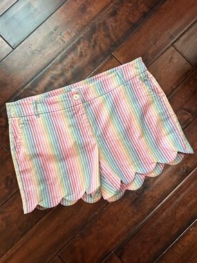 crown & ivy - Pastel Rainbow Striped Shorts
